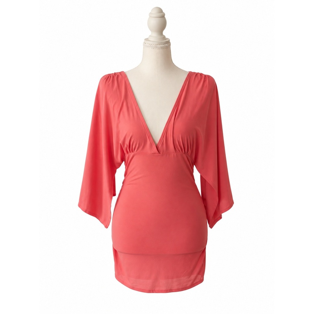 Boho Romantic Boston Proper Coral Bell Sleeve V Neck Top S